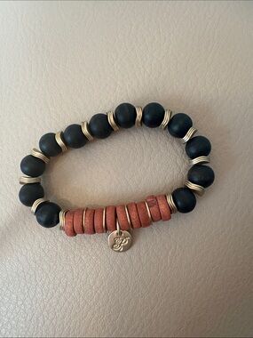 Plunder Black and Rust Beaded Bracelets (3) with Gold Accents